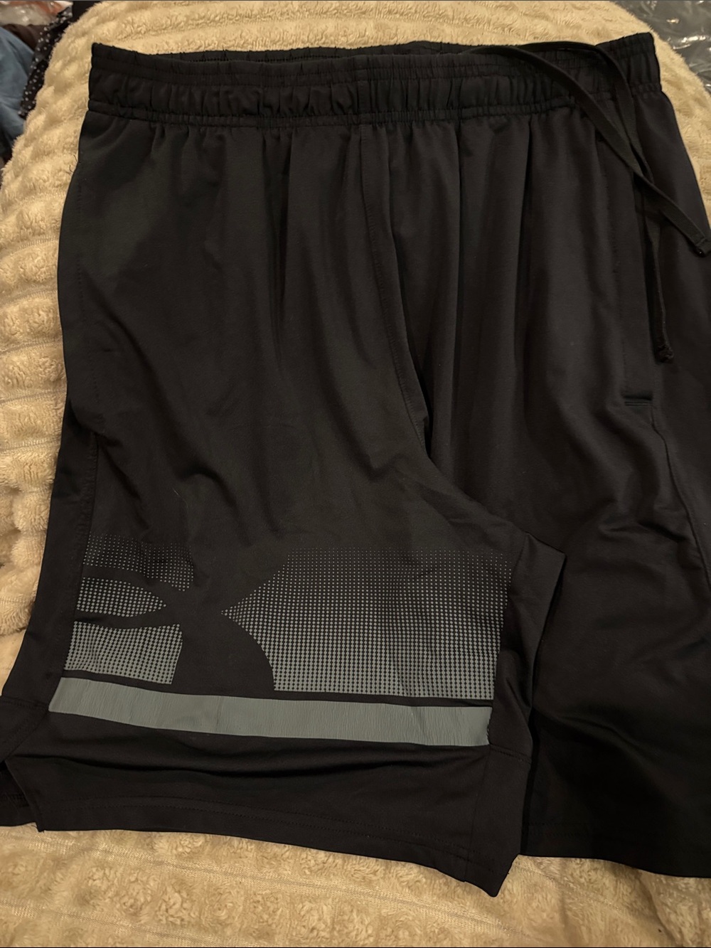 LG Men's Black Athletic Shorts with Gray Reflective Detail